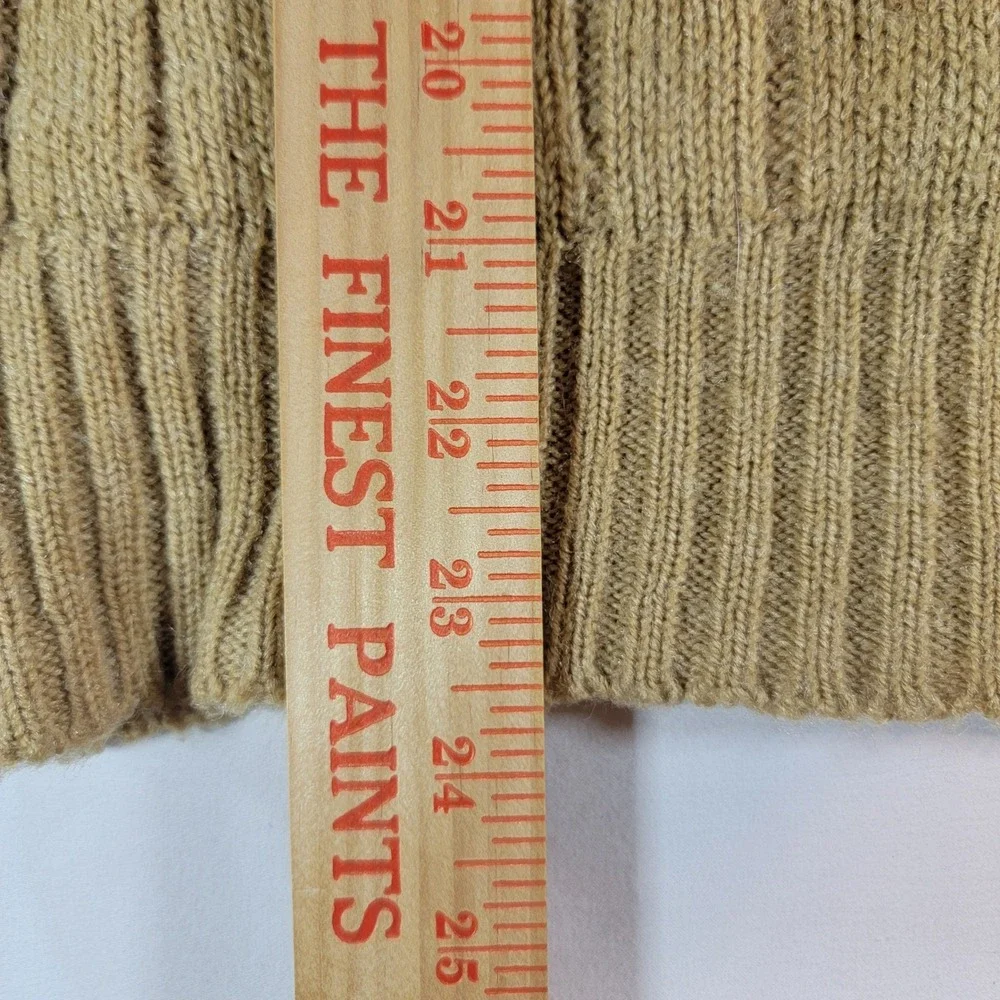Vintage Troy Hill Ltd Mens Tan Cable Knit V-Neck Sweater Vest Medium Camel Brown